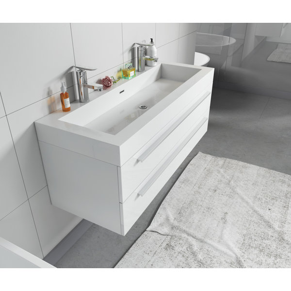 Ebern Designs 125 cm breiter wandmontierter Doppelwaschtisch Sandry